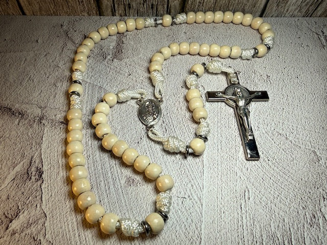 Five Decade- White Paracord Rosary