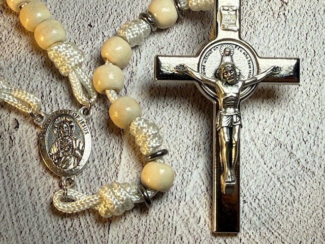 Five Decade- White Paracord Rosary