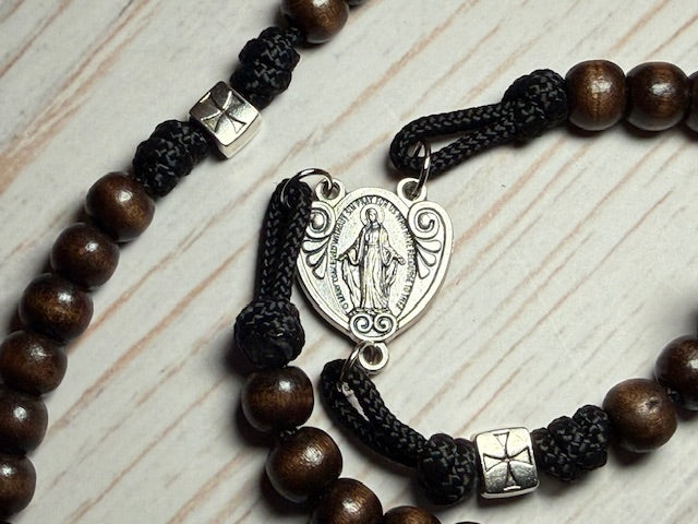 Dark Wood with Black Paracord