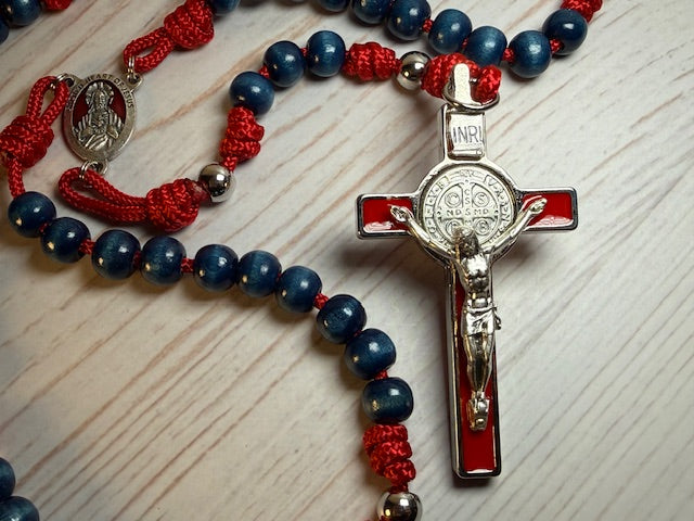 Blue Beads with Red Paracord