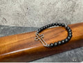 BLACK MATT CROSS STRETCH BRACELET