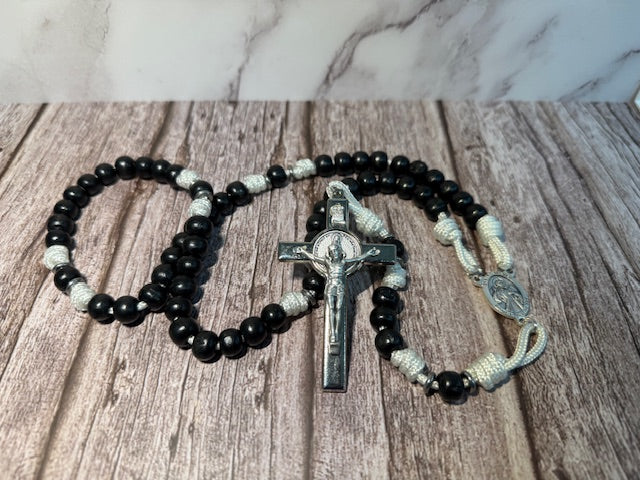 Five Decade- Black & White Rosary