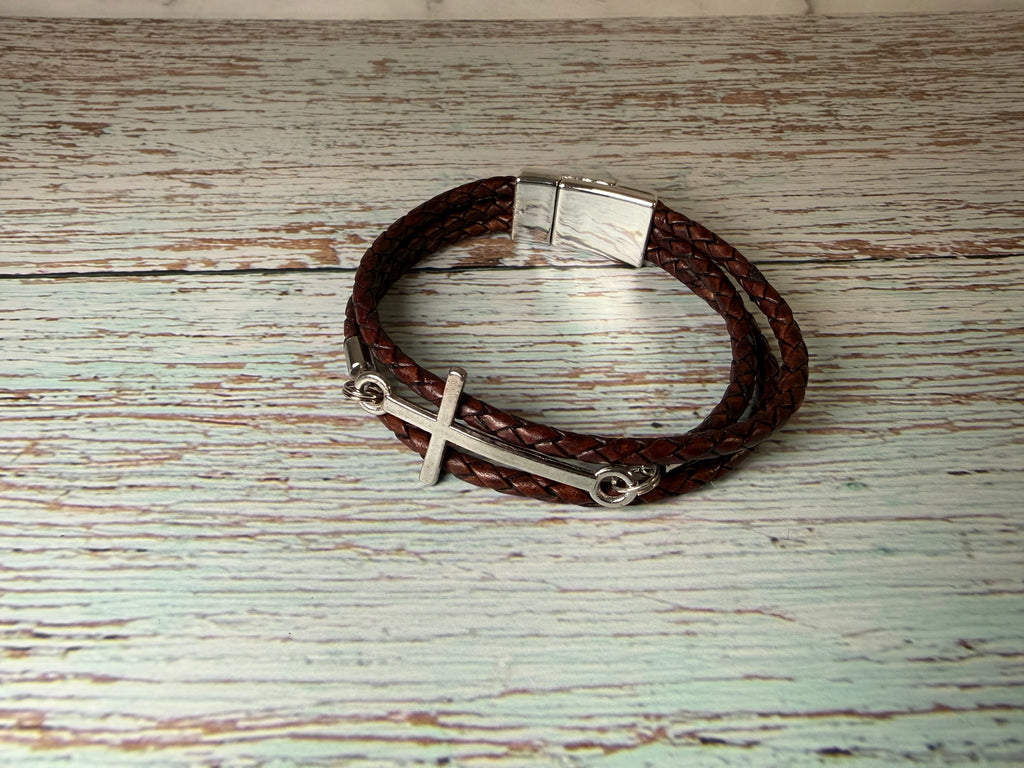 Brown Leather European Charm Bracelet