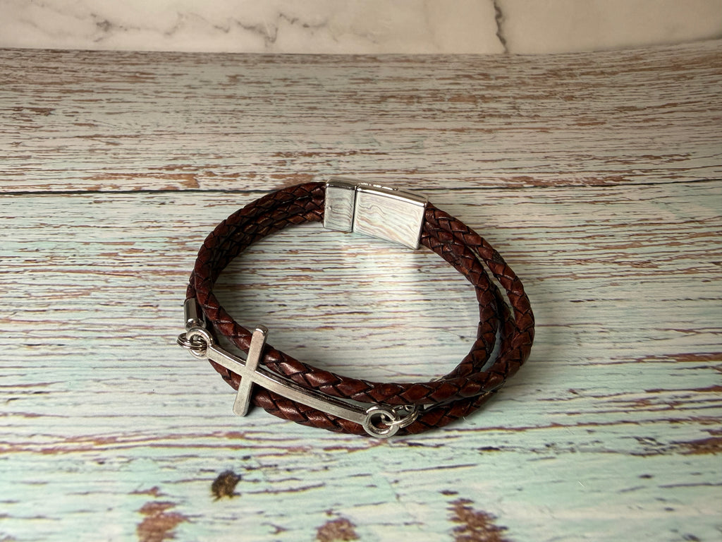 Brown Leather European Charm Bracelet