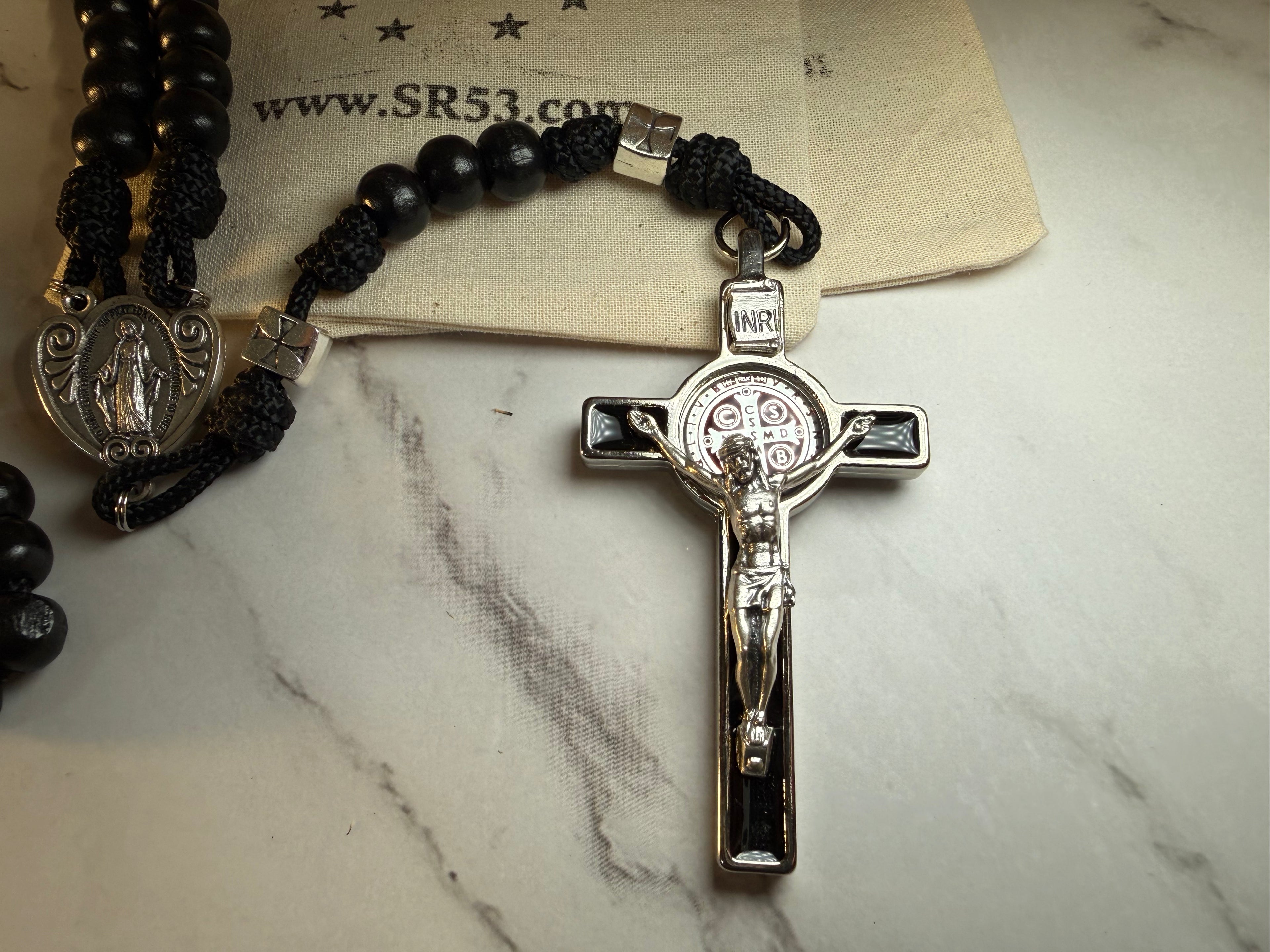 Black and Silver paracord Rosary