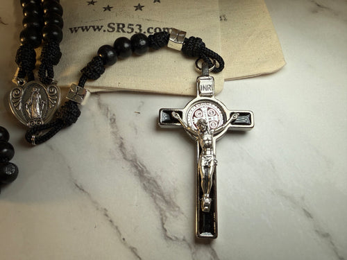 Black and Silver paracord Rosary