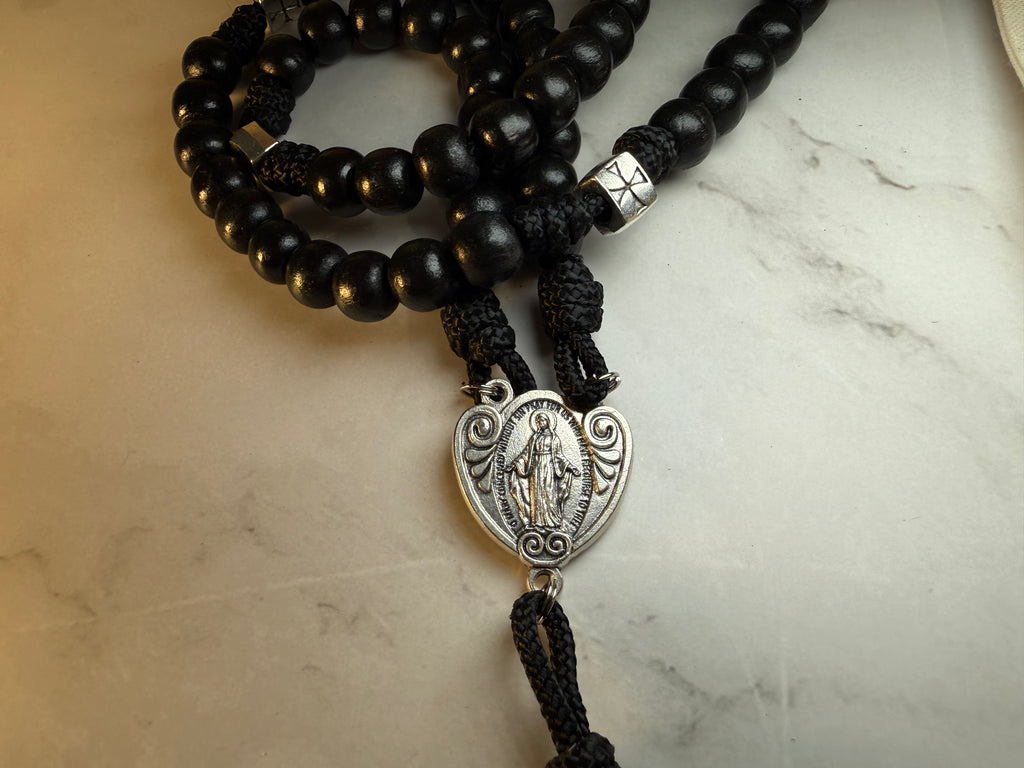 Black and Silver paracord Rosary