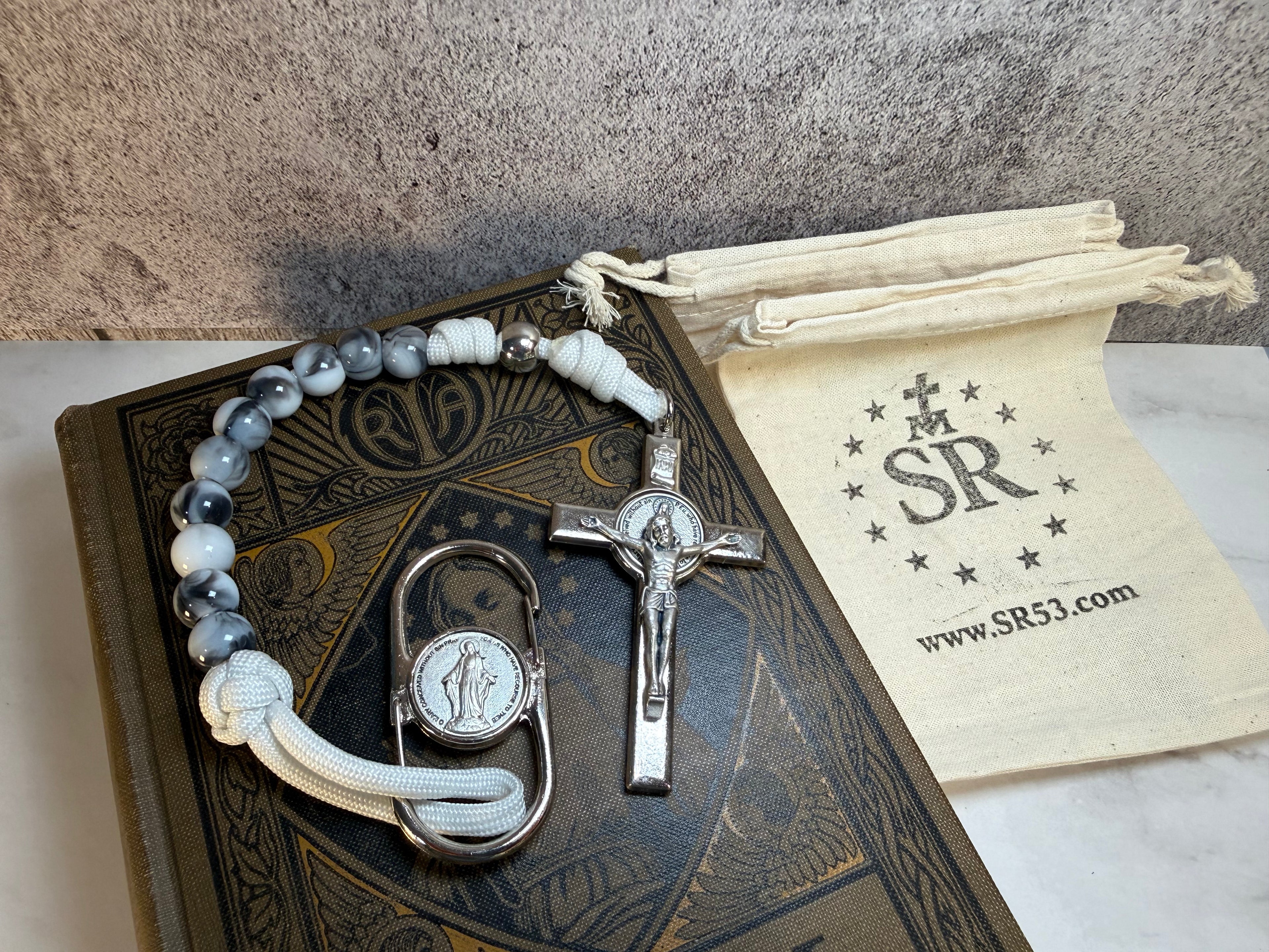 One Decade - White Marbleized Rosary
