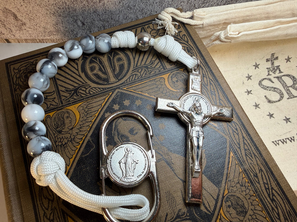 One Decade - White Marbleized Rosary
